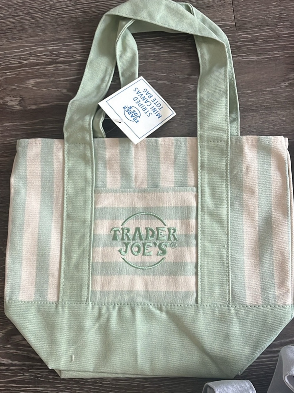 New Edition Summer 2026 Trader Joe’s Mini Tote Bags - Mint green striped NWT